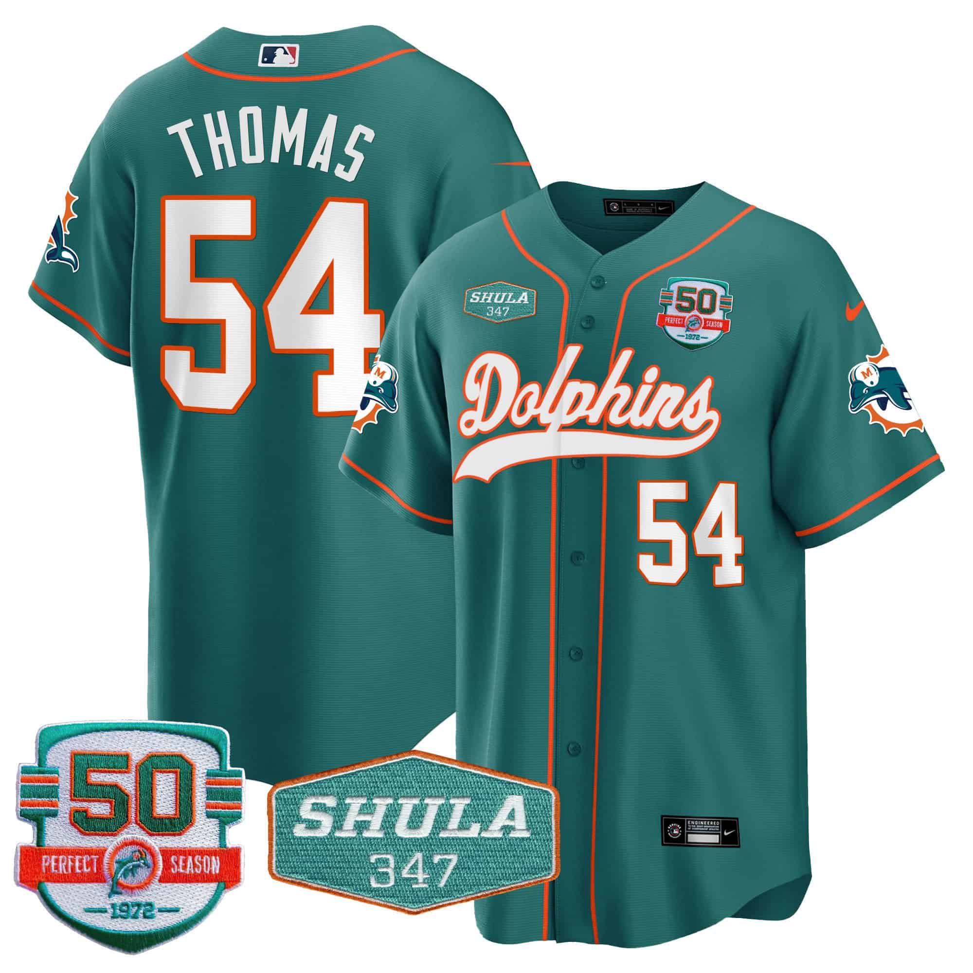 Men Miami Dolphins #54 Thomas Green 2024 Nike 50th Don Shula Memorial Patch Baseball NFL Jersey style 1->indianapolis colts->NFL Jersey
